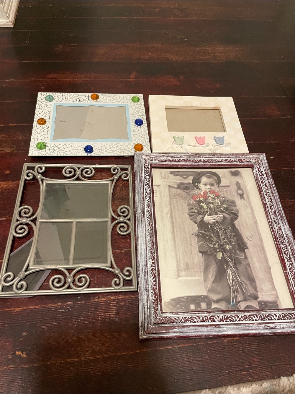 Decorative Mixed-Style Photo Frame Set - Neutral and Multicolor Accents